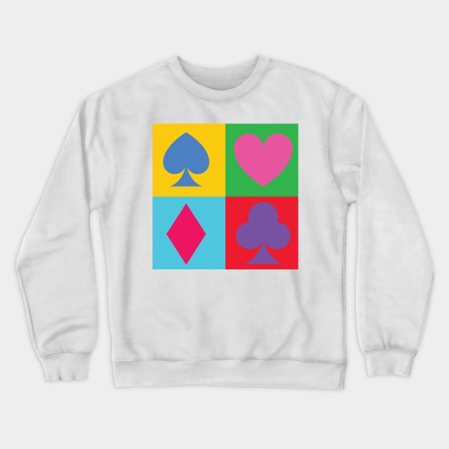 Pop Art Playing Card Suits Crewneck Sweatshirt by orumcartoons